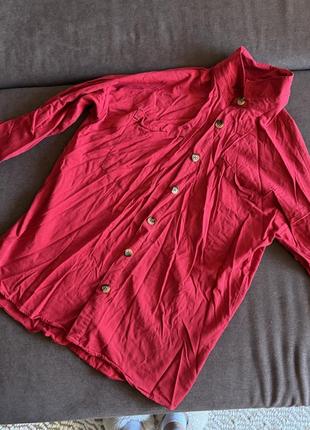 Сорочка червона з кишенями, 3/4 рукав