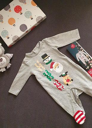 Новый натуральный хлопковый человечек слип ромпер 2-4 мес (62 см)