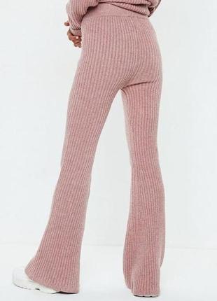 Трикотажные клешные брюки в рубчик очень теплые