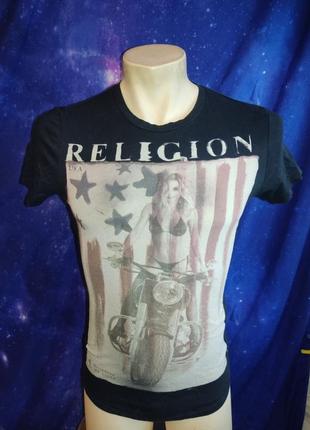 Футболка religion с девочкой на мотоцикле