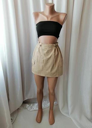 Накидка на купальник пляжная юбка шорты cotton с накладными карманами карго