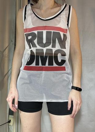 Спортивна майка баскетбольна біла в сітку run dmc