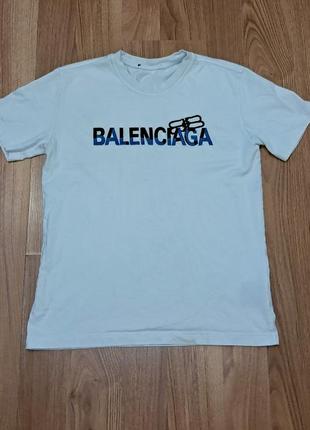 Мужская уникальная футболка balenciaga с крупным вышитым лого оригиналом