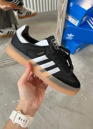 Кроссовки adidas dress samba xlg black white gum