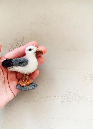 Брошь или магнит чайка ручная работа, шерсть