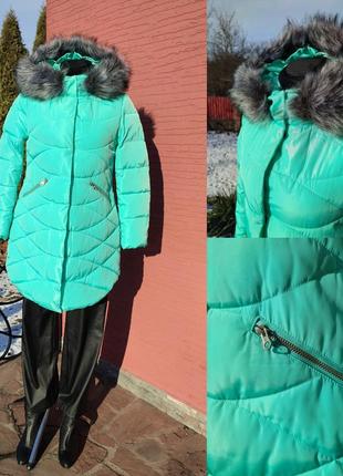 Акция🩵 стильный теплый зимний пуховик оверсайз пуффер с отстегивающимся мехом на капюшоне