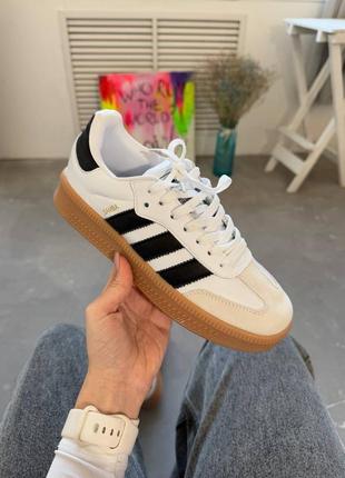 Кроссовки adidas samba xlg white/black gum platform2 фото