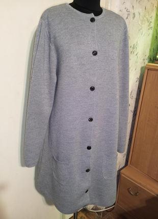 Sibinlinnebjerg шерстяной -50% мерино удлинённый кардиган с карманами