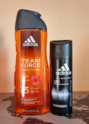 Мужской набор adidas: гель для душа 400 мл, дезодорант 150 мл
