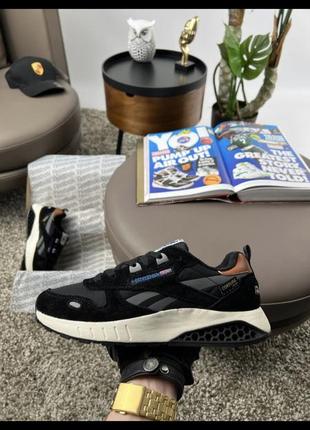 Мужские кроссовки reebok classic leather hexalite black grey beige