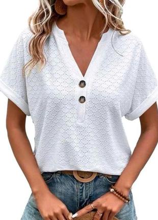 Кофта біла футболка плотна з імітацією вишивки