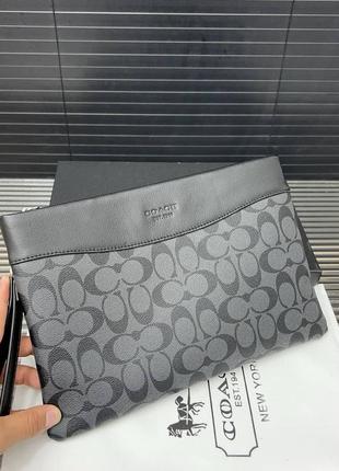 Чоловічий клатч coach сірий / папка