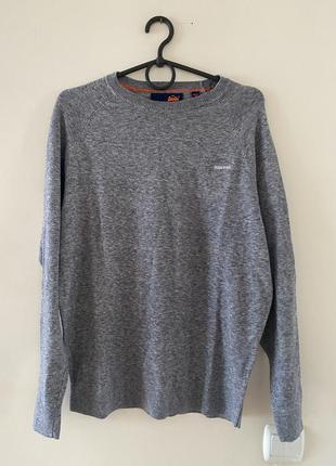 Фирменный базовый хлопковый свитер superdry. оригинал