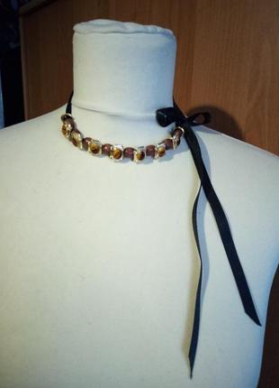 Чокер намисто хендмейд vintage текстиль-прикраса на шию