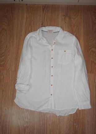 Белоснежная льняная женская рубашка f&amp;f