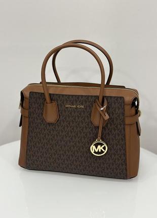 Сумка брендовая michael kors mercer medium logo satchel кожа оригинал на подарок
