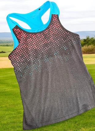Р. 44-46/s-m женская серо-голубая спортивная майка с встроенным топом