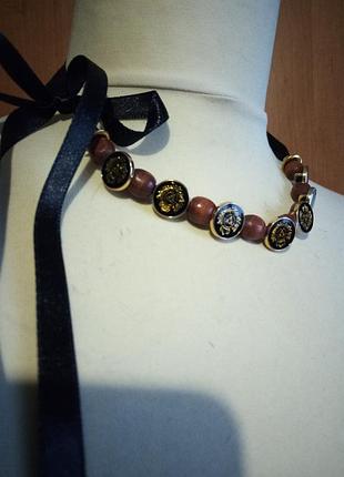 Чокер намисто хендмейд vintage текстиль-прикраса на шию