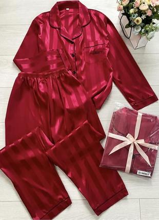 Новая красная сатиновая пижамка, размер xl