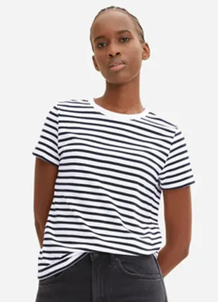 Женская хлопковая футболка в полоску h&amp;m