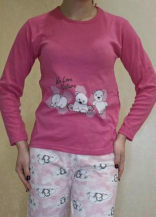 Женская пижама розовая с принтом
