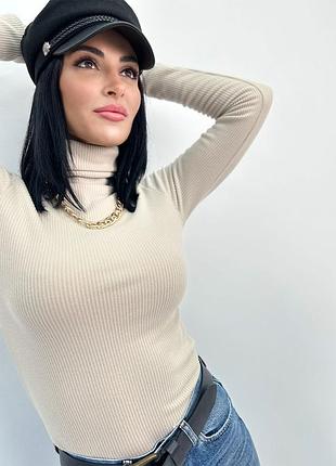 Женский теплый гольф рубчик утепленный на флисе начес