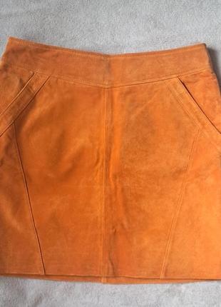 Женская юбка из натуральной замши, юбка женка натуральная замш, яркая юбка мини
