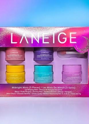 Набор маска для губ laneige lip sleeping mask set midnight minis 5х3г