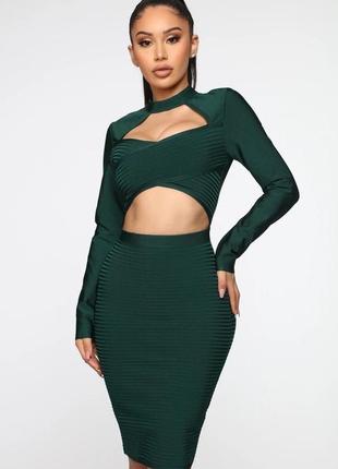 Fashion nova изумрудное шикарное платье в стиле herve leager бандаж