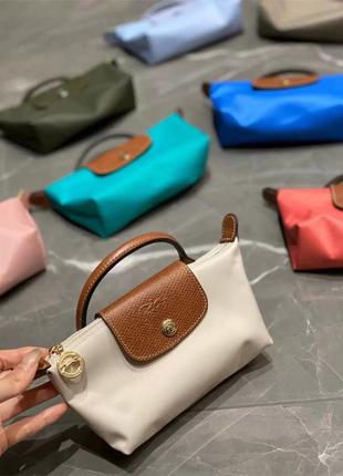 Сумка longchamp маленькая мини синяя бежевая сумка