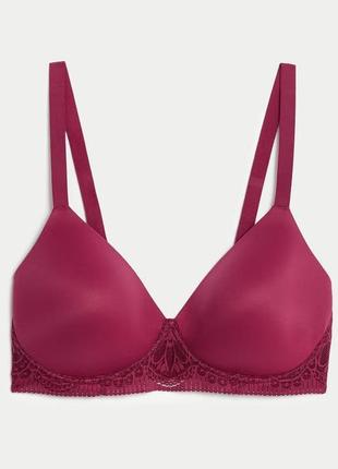 Бордовый бюст с кружевом m&s 42а/95a