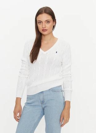 Polo ralph lauren коттоновый свитер с v -образным вырезом