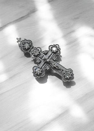 ✝ хрест підвіска срібло хрестик фіаніт кулон