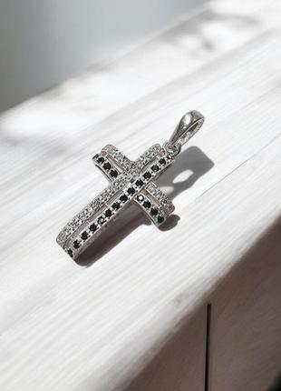✝ подвеска крест серебро фианит крестик кулон