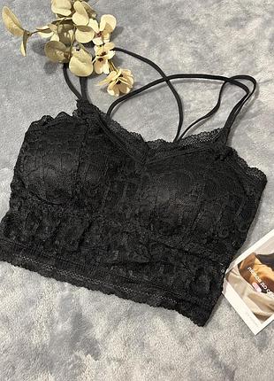 Кружевной топ на бретельках со съемными чашками