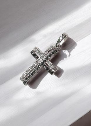 ✝ подвеска крест серебро крестик фианит кулон