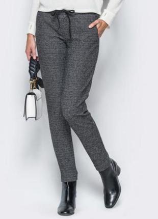 Женские тёплые брюки в клеткушерсть