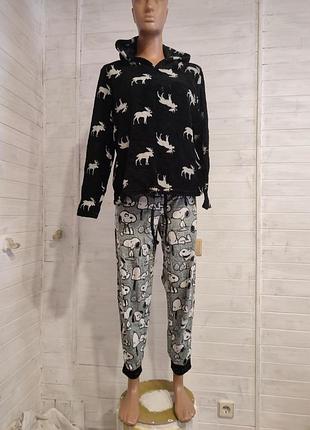 Теплая флисовая пижама m-xl