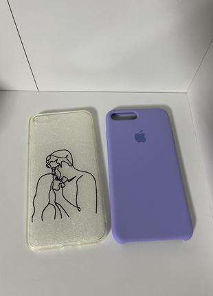 Чехлы на айфон 8+ сиреневый и прозрачный