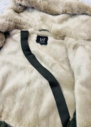 Парка зимняя женская zara хаки зеленая