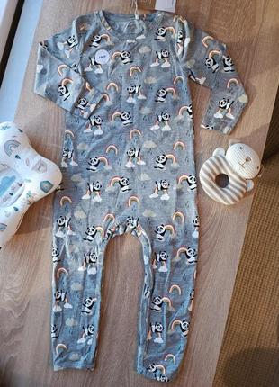 Комплект комбинезонов (2шт), пижам name it "grey panda"