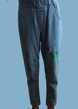 Джинсы mom на резинке, джинсы на девочку, свободные джинсы