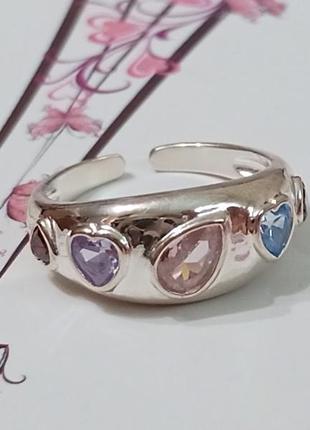 Серебряное кольцо с фианитами мультиколор