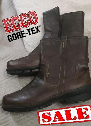 Ecco, кожаные ботинки, gore tex, подкладка - шерсть. на молнии, p. 42 (по стельке 26,5 см)