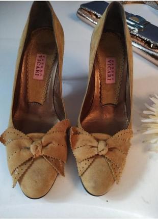 💯 замша 24,5 стелька sandro vicari туфли с бантиками