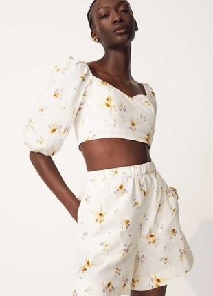 Топ из льна и хлопка от h&m