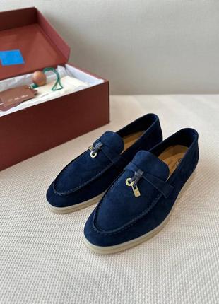Женские синие замшевые лоро пиана лоферы loro piana summer walk туфли
