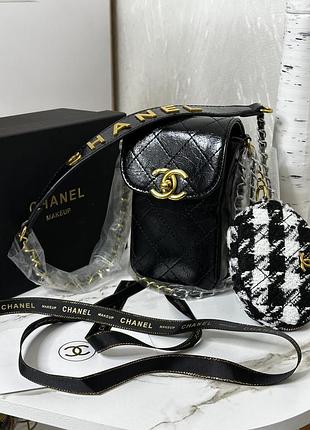 Женская мини сумка для телефона черная сумка