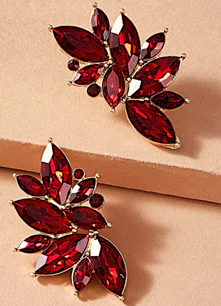 Серьги вечерние красные