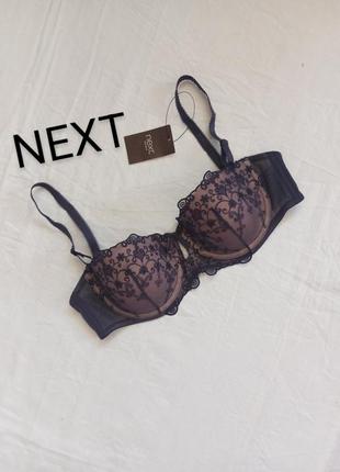 Новый кружевной с вышивкой бюстгальтер бренда next.sk 34c eur 75c